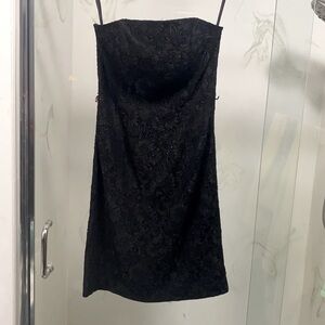 WHITE HOUSE BLACK MARKET LITTLE BLACK STRAPLESS DRESS WITH LACE AND SEQUINS